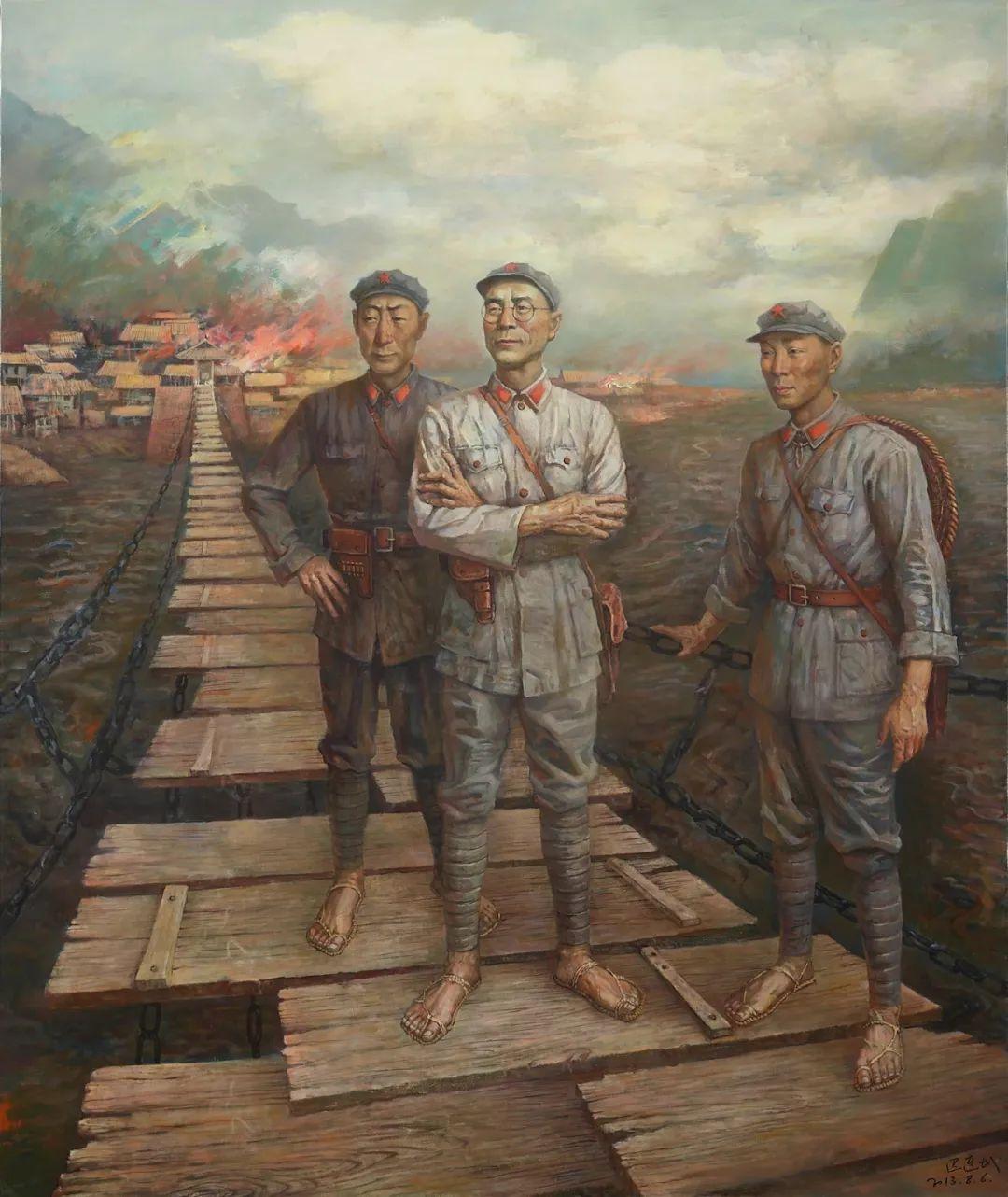 62《烽火泸定桥 迟连城 190cm×160cm 油画 2013年62