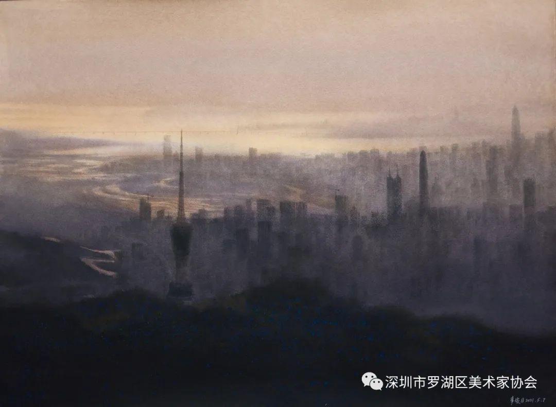 雷水云《灯塔—启航/52x148cm/水彩画/2021年郎婉《东角头的渔港